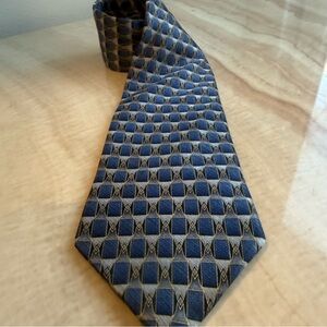Umberto Bossi Geometric Blue and Gold Men's Silk Tie